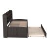 Wooden Captain Bed with Built-in Bookshelves,Three Storage Drawers and Trundle, Antique Gray - Twin