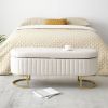 Storage Bench Bedroom Bench, Velvet Oval Upholstered End of Bed Bench with Golden Metal Legs,50"Modern Storage Ottoman Bench for Bedroom, Living Room