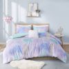 4 piece Watercolor Tie Dye Printed Duvet Cover Set with Throw Pillow