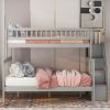 Twin over Full Stairway Bunk Bed with Storage with Shelves
