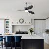 52'' ABS Blades Ceiling Fan with Lights and Remote (6 Speeds Adjustable) , DC Motor Modern Ceiling Fan with 3 ABS Fan Blades & 2 Down Rods