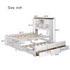 Solid Pine Captain Bookcase Bed with Trundle Bed and 3 Spacious Under Bed Drawers