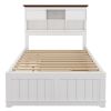 Solid Pine Captain Bookcase Bed with Trundle Bed and 3 Spacious Under Bed Drawers