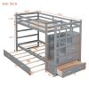 Twin Over Twin Bunk Bed with Trundle and Staircase with Drawers