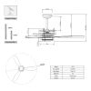 52'' ABS Blades Ceiling Fan with Lights and DC Remote, DC Motor Modern Ceiling Fan with 3 ABS Fan Blades & 2 Down Rods