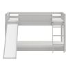 Kids Bunk Bed Twin Over Twin with Slide and Stairs, Heavy Duty Solid Wood Twin Bunk Beds, Toddler Bed Frame with Safety Guardrails, Grey