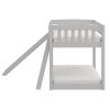 Kids Bunk Bed Twin Over Twin with Slide and Stairs, Heavy Duty Solid Wood Twin Bunk Beds, Toddler Bed Frame with Safety Guardrails, Grey