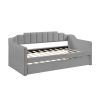 Velvet Daybed with Trundle Upholstered Tufted Sofa Bed, both Twin Size, Grey