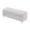 Button-Tufted Ottoman Bench, Upholstered Velvet Footrest Stool Accent Bench for Entryway Living Room Bedroom.