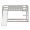 Kids Bunk Bed Twin Over Twin with Slide and Stairs, Heavy Duty Solid Wood Twin Bunk Beds, Toddler Bed Frame with Safety Guardrails, Grey