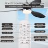 52'' ABS Blades Ceiling Fan with Lights and Remote (6 Speeds Adjustable) , DC Motor Modern Ceiling Fan with 3 ABS Fan Blades & 2 Down Rods