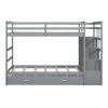 Twin Over Twin Bunk Bed with Trundle and Staircase with Drawers