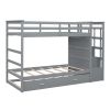 Twin Over Twin Bunk Bed with Trundle and Staircase with Drawers