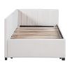 Upholstered Daybed with Trundle Twin Size Sofa Bed Frame No Box Spring Needed
