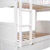 Twin Size Bunk Bed with a Loft Bed attached, with Two Drawers, White
