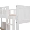 Twin Size Bunk Bed with a Loft Bed attached, with Two Drawers, White