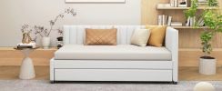 Upholstered Daybed with Trundle Twin Size Sofa Bed Frame No Box Spring Needed