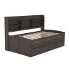 Wooden Captain Bed with Built-in Bookshelves,Three Storage Drawers and Trundle, Antique Gray - Twin