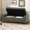 50" Ottoman Bench in Textured Fabric, Rectangular Design with Hinged Lid for Seating, Footrest, and Hidden Storage, Perfect for Living Room, Bedroom