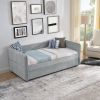 Daybed with Trundle Upholstered Tufted Sofa Bed, Twin Size, Boucle Fabric, Grey(83"x43"x29.5")