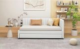 Upholstered Daybed with Trundle Twin Size Sofa Bed Frame No Box Spring Needed