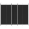 5-Panel Room Divider Black 98.4"x78.7" Fabric