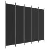 5-Panel Room Divider Black 98.4"x78.7" Fabric