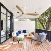 60 Inch Indoor Modern Ceiling Fan With 3 Color Dimmable 6 Speed Remote Control 3 Solid Wood Blade For Living Room