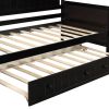 Twin Wooden Daybed with Trundle Bed, Sofa Bed for Bedroom or Living Room