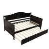 Twin Wooden Daybed with Trundle Bed, Sofa Bed for Bedroom or Living Room