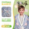Glow in the Dark Blankets for Boys. 50 x 60 Inch Blue Football Kids Glow in the Dark Blanket 6 Hours Bright Glow. 240 GSM Two-Sided Warm Flannel Fleec
