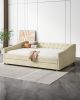 Full Size Daybed with Twin Size Trundle Upholstered Tufted Sofa Bed