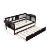 Twin Wooden Daybed with Trundle Bed, Sofa Bed for Bedroom Living Room