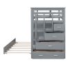 Twin Over Twin Bunk Bed with Trundle and Staircase with Drawers