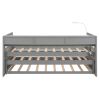 Twin XL Wood Daybed with 2 Trundles, 3 Storage Cubbies, 1 Light for Free and USB Charging Design, Grey