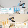 52'' ABS Blades Ceiling Fan with Lights and Remote (6 Speeds Adjustable) , DC Motor Modern Ceiling Fan with 3 ABS Fan Blades & 2 Down Rods