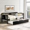 Twin Wooden Daybed with Trundle Bed, Sofa Bed for Bedroom Living Room