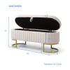 Storage Bench Bedroom Bench, Velvet Oval Upholstered End of Bed Bench with Golden Metal Legs,50"Modern Storage Ottoman Bench for Bedroom, Living Room