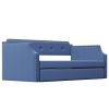 Upholstered Daybed with Trundle, Wood Slat Support,Upholstered Frame Sofa Bed