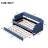 Upholstered Daybed with Trundle, Wood Slat Support,Upholstered Frame Sofa Bed