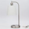 Table Lamp with Wireless Charging Pad and USB Port, White Fabric Shade