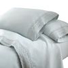 Udine 3 Piece Twin Size Crochet lace Microfiber Sheet Set The Urban Port, Light Blue