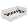 Upholstered Daybed with Trundle Twin Size Sofa Bed Frame No Box Spring Needed