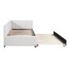 Upholstered Daybed with Trundle Twin Size Sofa Bed Frame No Box Spring Needed