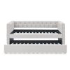 Daybed with Trundle Upholstered Tufted Sofa Bed, with Button and Copper Nail on Square Arms