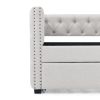 Daybed with Trundle Upholstered Tufted Sofa Bed, with Button and Copper Nail on Square Arms