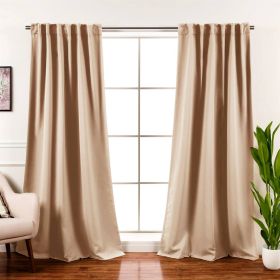 Solid Beige Cream Thermal Blackout Curtain Panels - Set of 2