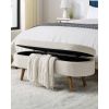 Mid-Century Modern Boho Style Linen Bedroom Storage Bed Bench