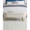 Mid-Century Modern Boho Style Linen Bedroom Storage Bed Bench