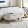 Mid-Century Modern Boho Style Linen Bedroom Storage Bed Bench